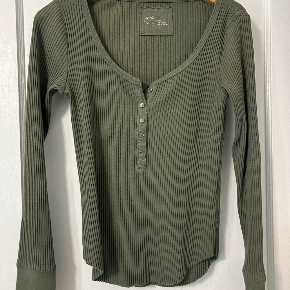 Aerie Ribbed Long Sleeve Henley